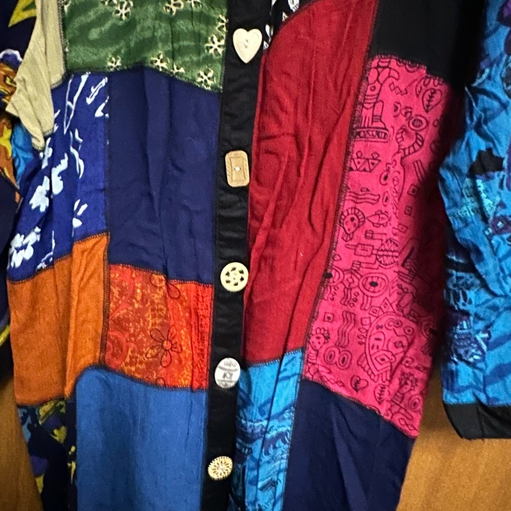 la cera Colorful Patchwork Button-Up Top NWT - Picture 2 of 5